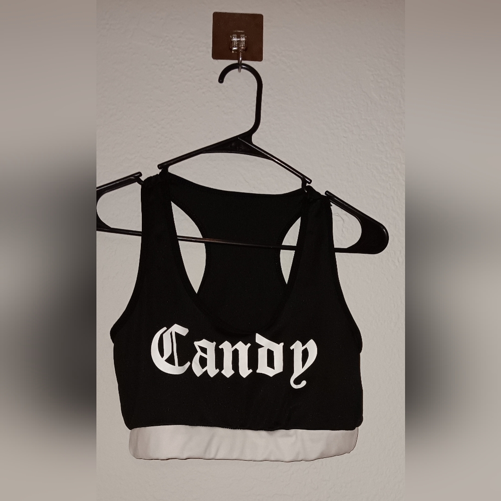 Black And White "CANDY" sports bra